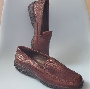 NEW Cole Haan Chocolate Brown Woven Leather Loafers 8 1/2